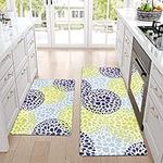 Homcomoda Kitchen Rugs and Mats Non Skid Waterproof Kitchen Rugs Sets of 2 Kitchen Mats for Floor Cushioned Anti-Fatigue PVC Carpets for Kitchen Laundry Room Office