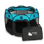 BIGWING Style Pet Play Pen Portable Foldable Puppy Dog Pet Cat Rabbit Guinea Pig Fabric Playpen Crate Cage Kennel Tent (L, Blue)