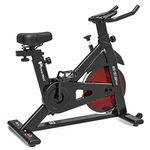 PowerMax Fitness BS-151 Exercise Spin Bike with 6KG Flywheel, LCD Display and Friction Braking System for Home Workout - Black