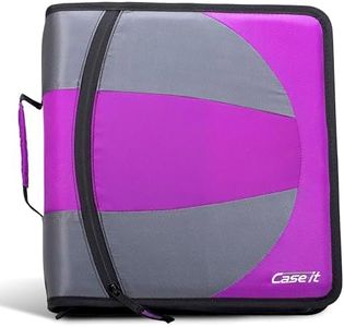 Case-it The Dual 2-in-1 Zipper Binder | Two 1.5-Inch D-Rings, 600 Sheet Capacity, Pencil Pouch & Multiple Pockets | School & Office Organizer with Shoulder Strap | Dual-101 Deep Purple