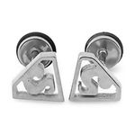 Stainless Steel Superman Screw Back Stud Silver Color Earrings for Men & Women (Pair)