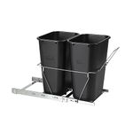 Rubbermaid Kitchen Cabinet Pull-Out Trash Can and Recycling Bin, 20-Gallons, Under Sink Trash/Recycling, Black