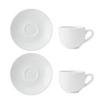 Mikasa Chalk 2pc Porcelain Espresso Cup and Saucer Set, White Cups and Saucers, 90ml | China Cup & Saucer for Everyday Dining | Dishwasher & Microwave Safe