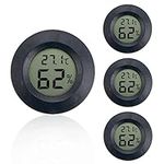 DIFCUL 4-Pack LCD Digital Hygrometer Thermometer Mini Digital Room Temperature Meter Indoor Humidity Gauge for Greenhouse/Cars/Home/Cellar/Office/Reptile Incubator(Round)