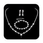 Unicra Bride Crystal Necklace Earrings Set Bridal Wedding Jewelry Sets Rhinestone Choker Necklace Prom Costume Jewelry Set for Women and Girls (3 piece set - 2 earrings and 1 necklace) (Silver-)