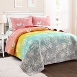 PB&J Make A Wish Dandelion Fairy Ombre Pastel Rainbow Reversible Print 2 Piece Quilt Set, Twin