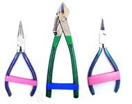 PILERMAN Paradise Tools (India) Silk Thread Jewellery Making Pliers Combo Long Nose, Round Nose And Side Cutter Pliers - Pack Of 3 Pieces (Jk-3 Ms-Blue)