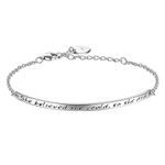 Billie Bijoux Bracelet for Women 925 Sterling Silver Bracelet Women Engraved Inspirational Adjustable Bracelet “She Believed She Could So She Did” Friendship Bracelets Gifts for Her Women Friend Sister