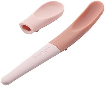 Miniware Pre2Pro Silicone Spoon for Baby Toddler Kids | 2in1 Spoon Grows from Baby Food to Self Feeding | 100% Food Grade Silicone | BPA Free | Modern & Durable | Dishwasher Safe (Pink Antioxidant)