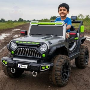 Toyify Kids 4 Wheel Electric Ride On Car | Off Road SUV Battery Operated Jeep with LED Lights, Electric Car for Toddlers | Boys Girls Ages 2-7 Years | Rechargeable Baby Driving Sporty Jeep (Grey)