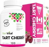 PlantVital Tart Cherry Capsules -1,000mg (two capsules) Per Day -10:1 Cherry Extract - Montmorency Tart Cherry Supplement for Antioxidants - Made in Canada - 2 Months Supply -120 Capsules