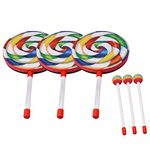 BQLZR Round Percussion Hand Drums 7.87 Inch Dia Colorful w/Mallet for Gift Pack of 3