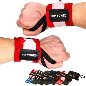 Rip Toned 18” Wrist Wraps - Wrist Straps for Weightlifting - Lift Better, Protect Wrist Pain - Adjustable, Durable, Machine Washable - Wrist Brace for Weightlifting - USPA Endorsed for Men & Women
