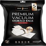 GENIE SPACE XL Vacuum Bags - Pack of 5, Extra Large | Jumbo Sized Space Saving Storage Bag, 100x80cm | Strong & Premium Airtight & Reusable Vacuum Bags for Clothes, Towels, Bedding, Jumpers & Duvets