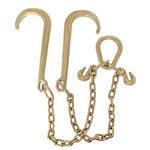 waltyotur 5/16 X 2 G70 Tow Chain J-Hooks V-Chain Replacement for Rollback Wrecker Carrier Flatbed Truck