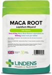 Lindens - Maca Root 500mg Tablets - 100 Pack - 1-A-Day - UK Made - Popular Botanical Food Supplement in an Easy to Swallow, Letterbox Friendly, Vegan