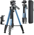 CAMBOFOTO 74"-Camera-Tripod, Navy Blue Professional Aluminum Heavy Duty Tripod Stand for Mirrorless Camera/DSLR/Cell Phone/Camcorder, with Holder and Travel Bag