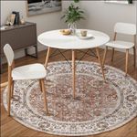 Boho Vintage Round Rug 3ft- Faux Wo