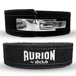 AURION by 10 club 10MM Sued Leather Weightlifting Belt with Lever Lock | Heavy Powerlifting Gym Belt- Squat,Deadlift | Black (XL)