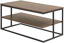 510 DESIGN Monarch Coffee Table with Storage Shelf - Modern 2 Tier Wooden Top and Metal Frame, Living Room Furniture, Easy Assembly, 21" W x 42" L x 19" H, Dark Coffee/Black