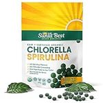 Sunlit Best Organic Burst Chlorella Spirulina Tablets - Pure Superfood Supplement with Blue Green Algae, Chlorophyll & Vegan Protein, Spirulina Chlorella Pills 1000 Tabs