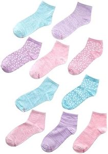 Hanes Girls' Big ComfortSoft Socks, Ankle & No Show Soft Stretch, 10-Pack, Ankle-Pink/Lavender/Teal-10 Pack, Medium