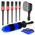 Car Detailing Brush, 8 Pcs Car Detailing Kit with 2 Tire Brush, Car Cleaning Kit Detail Brush Factory Premium Nylon Bristles for Wheels, Interior, Exterior, Leather, etc