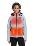 ORORO Women's Heated Jacket with 4 Heat Zones and Battery Pack, Winter Heated Coat for Outdoor Hiking Camping (Light Grey,L)