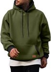 JMIERR Mens Hoodies Pullover Sweater Fashion Fleece Long Sleeve Drawstring Hooded Pullover Cotton Casual Sweatshirts with Kanga Pocket, XL, Green