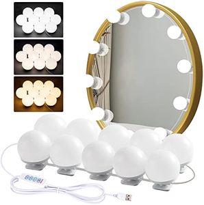 Vanity Light,Mirror Lights with 10 Dimmable Led Light Bulbs 3 Color Modes for Makeup Vanity Table Dressing Room Mirror,Mirror Not Included