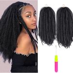 Marley Twist Braiding Hair 24 Inch 2 Packs Marley Hair Crochet Braids Afro Kinky Marley Braiding Hair Synthetic Springy Afro Twist Hair Extensions for Black Women 1B# Natural Black 200g