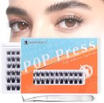 Self Adhesive Eyelashes - EHSZM BEAUTY POP-PRESS No Glue Lash Clusters | 3s Easy Apply, 24H Hold No Plastic Feeling/Damage, Natural Wispy Blend for Daily/Party Makeup (SA-Galaxy 10-14mm Kit)