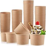 100 pcs Kraft 8oz Paper Ice Cream Cups [8oz, 100 Pack, NO LID INCLUDED ] Soup Containers for Hot or Cold Food, Party Supplies Treat Cups for Sundae, Frozen Yogurt, Soup, Brown 8oz 12oz 16oz 26oz 32oz