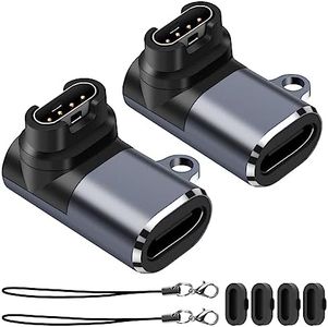 Adaptadores de Cargador de Reloj (2 Pack), Seminer USB-C Tipo C Hembra a Macho Adaptador Conector de Carga con Enchufe Antipolvo Compatible con Garmin Fenix 7/7S/7X/6/6X/6S y Más