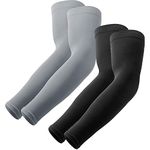 ZORNITSA UV Sun Protection Cooling Arm Sleeve - Running, Cycling, Cricket, Biking, Riding, Sports (2 Pairs: 1 Pair Black, 1 Pair Grey)