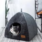 Vinskep Pet Bed Warm Cave Nest Sleeping Bed Cats,Dogs Houses for Indoor Cats,Dogs with Removable Foam Cats,Dogs Bed Puppy House for Cats and Small Dogs Gray (Pack of 1)