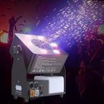 SHEHDS 90W Bubble Machine with LED 6x4W RGBW, Powerful 7-Blade Fan Engine, Manual Tilt 180° Adjustment, Automatic Bubble Maker, Large Foam Output Adjustable Angle, for Stage, Party, Wedding, Concert
