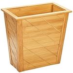 Frcctre Bamboo Waste Basket, Rectangular Compact Wastebasket Trash Can Waste Bin Garbage Container Bin for Bedroom, Office, Living Room, Kitchen, Bathroom - Built-in Handles, 11.3"x6.75"x11"