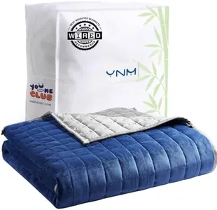 YnM Cooling Weighted Blanket for Adults, Cooling & Cozy Velvet Dual-Sided, 40lbs Heavy Bed Throw for Couple, Four Seasons Use (88x104 Inches, Queen Bed, Blue/Grey)
