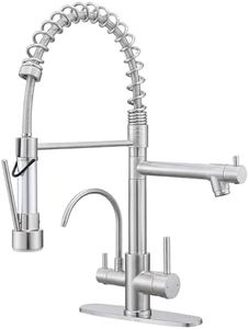 AIMADI 3 in 1 Kitchen Faucet with Water Filler,Brushed Nickel Single Handle Kitchen Sink Faucet with Pull Down Sprayer Drinking Water Faucet 1 or 3 Hole