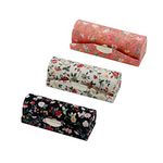 Lipstick Case Holder with Mirror, Hanyi 3 Pcs Vintage Floral Print Lipstick Holder Box for Purse