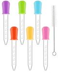 5ml Silicone Pipettes Dropper, Plastic Liquid Transfer Dispenser Pipettes with Clean Brush for Candy Gummy Molds, Pet, Plant