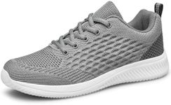 AMANSSE Mens Shoes Casual Running Walking Shoes Sneakers Gym Tennis Slip On Shoes Grey Size 11