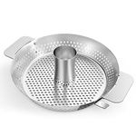 onlyfire Stainless Steel Poultry Roaster Insert, Beer Can Chicken Holder with Roasting Pan for Weber Gourmet Barbeque System