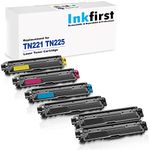 6 Inkfirst® Toner Cartridges TN221BK, TN221C TN225C, TN221M TN225M, TN221Y TN225Y Compatible Remanufactured for Brother TN-221 TN-221 Black, Cyan, Magenta, Yellow (1 Set + 2 Black) HL-3170CDW HL-3170CW HL-3140CW MFC-9130CW MFC-9330CDW MFC-9340CDW