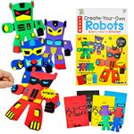 VKPI 4 Pieces EVA Foam Art Crafts Gift Kit, Creative Make Your Own Robots, Cartoon 3D Foam Paper Craft Projects for Kids Ages 4+ Toddler, Preschool Learning Toy for Birthday Party Favor Supplies