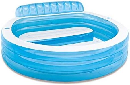 INTEX Swim Center Inflatable Family Lounge Pool: Built-In Bench – Cup Holder – 156 Gallon Capacity – 90" x 86" x 31" – Blue
