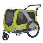 Large Pet Bike Trailer & Stroller For Dogs up to 35kgs Parking Brakes Reinforced Base Floor (Lime green/Black), (DFC801)