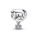 Pandora Moments Dog sterling silver charm with clear cubic zirconia