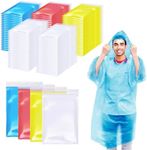 108 Pack Disposable Rain Ponchos for Adults Plastic Ponchos with Hood Raincoat Bulk for Men Women Camping Outdoor, Mixed Color, One Size